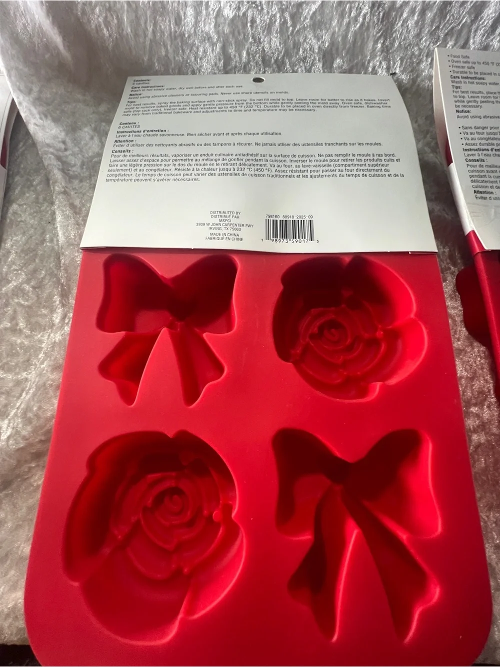 Red Silicone Bow & Rose Baking Mold Set